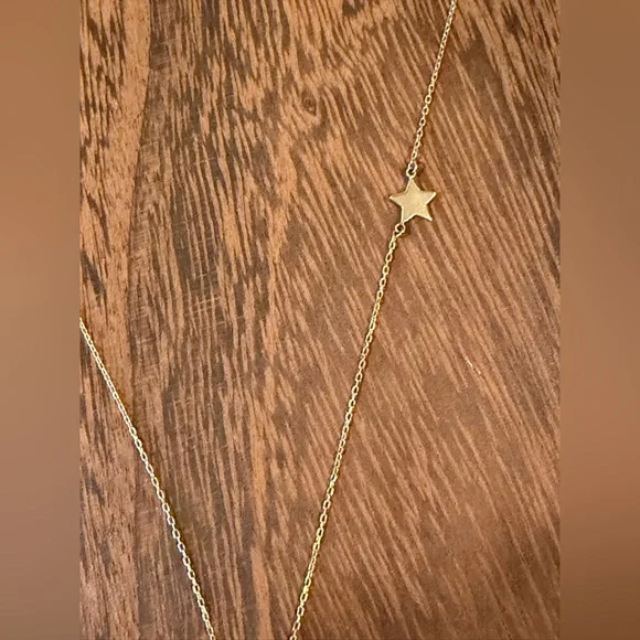Gold Crescent Moon and Star 14k Necklace - Picture 3 of 9